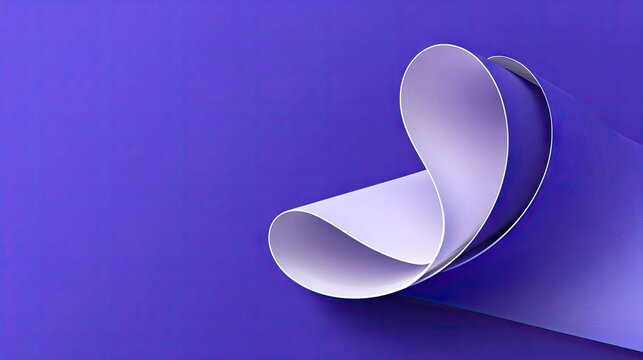 White paper shapes a heart on a vibrant purple surface.