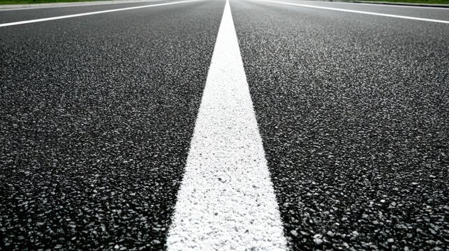 Fototapeta Asphalt Road with White Line Marking: Transportation Infrastructure and Surface Texture