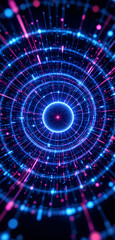 Fototapeta premium Blue & Magenta AI Data Vortex Cyberspace Technology Grid