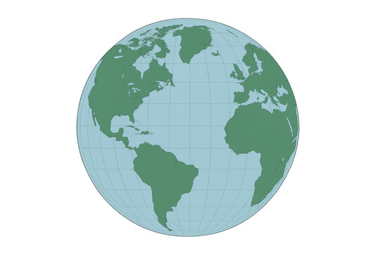 Rotating globe showing americas, europe and africa on transparent background