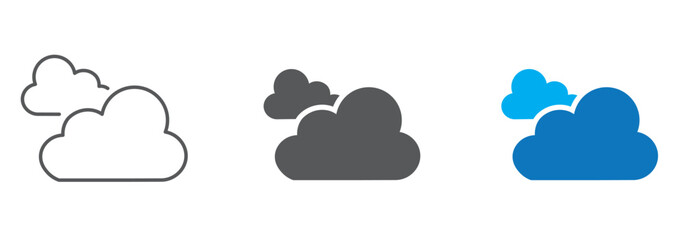 Cloud icons vector pack in black and blue colors