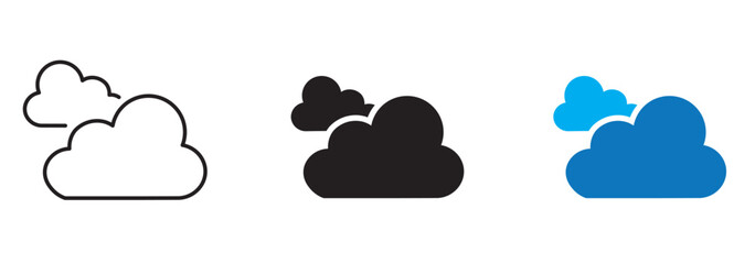 Cloud icons vector pack in black and blue colors