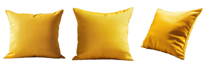 Set of yellow pillow isolated on transparent background