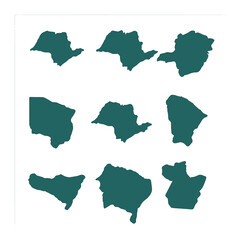 Brazil State Map Icons. Flat icon set of Brazilian state maps: São Paulo, Rio de Janeiro, Minas Gerais, Bahia,