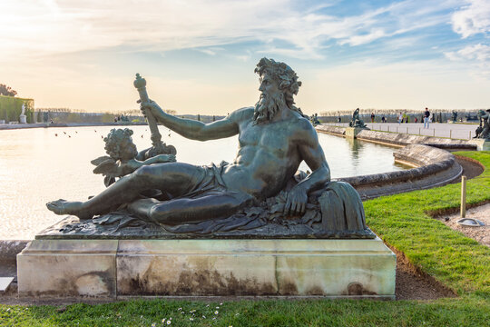 Versailles palace and Neptune statue (La Rhone river allegory), Paris, France