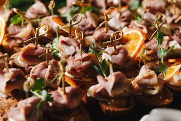 Gourmet Roast Beef Canapes with Orange Garnish