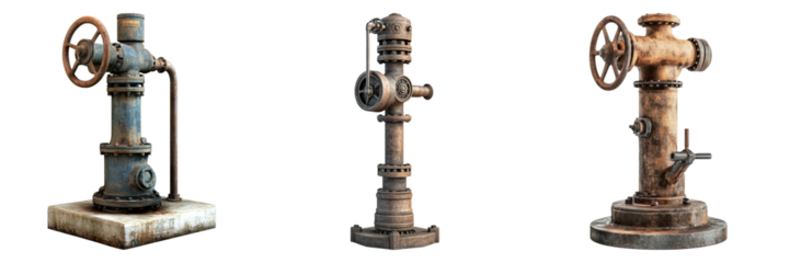 Set of water pump isolated on transparent background