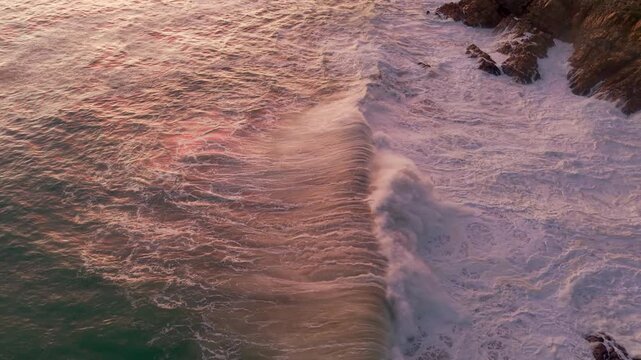 Ocean landscape with waves and dramatic evening light