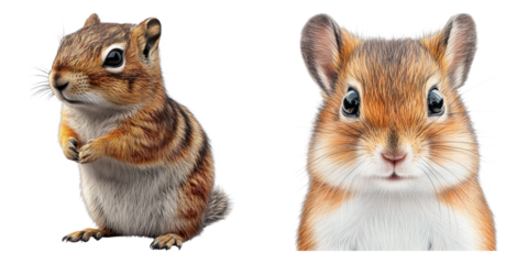 Set of trendy rodent isolated on transparent background