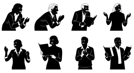 Engaging Group of Diverse People Expressing Joy Through Applause and Reading Together