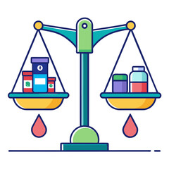 Balanced Scale with Consumer and Products Symbolizing Fair Trade and Rights