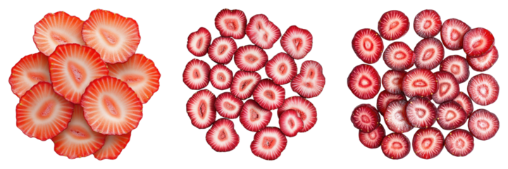 Set of strawberry slices isolated on transparent background
