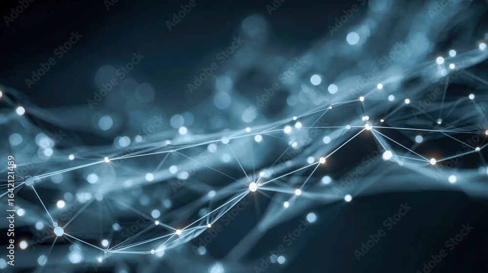 Poster abstract network connection structure: data transmission, artificial intelligence, neural network co