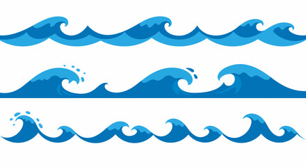 Obraz premium A Collection of Stylized Blue Waves for Graphic Design and Illustration Projects