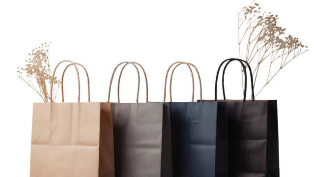 Chic kraft paper shopping bags in gradient shades add a touch of minimalist elegance to retail displays
