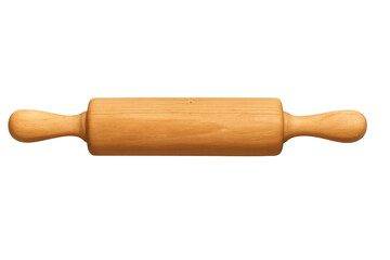 Wooden rolling pin lying on transparent background