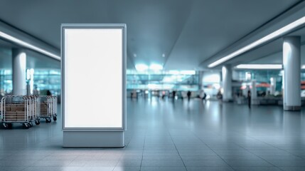 Blank Advertisement Billboard Mockup Display in a Modern Airport Terminal, Ideal for Advertising and Marketing Campaigns