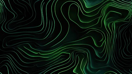 Dynamic Green Topographic Lines with Gradient Shadow, Abstract Background, Graphic Art, Modern Design and Creative Topography Illustration