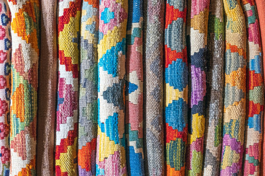 Colorful natural fabric background and texture