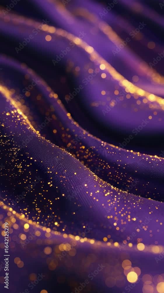 Poster abstract digital art with shiny glitter effect, creating a purple starburst texture on a darker back