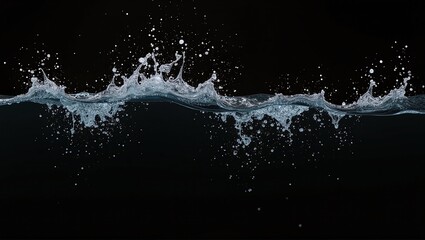 splash of water freezes mid-air, shining against a dark backdrop