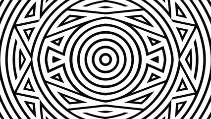 Fototapeta premium Abstract black and white geometric pattern with circles and triangle shapes