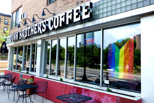 Sleek Dun Brothers Coffee shop located across from Loring Park. Minneapolis Minnesota MN USA