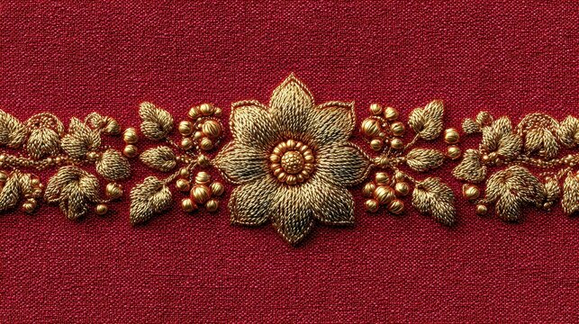 Intricate Golden Thread Embellishing Old Saree Border