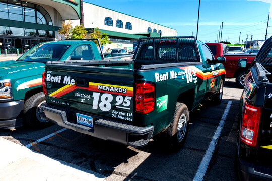 Menards Rent Me pickup truck starting at $18.95 for first 75 Minutes in their parking lot. St Paul Minnesota MN USA