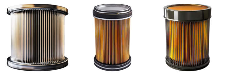 Set of oil filter isolated on transparent background