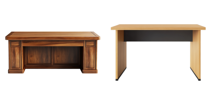 Set of office table isolated on transparent background