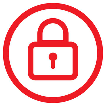 lock icon red isolated