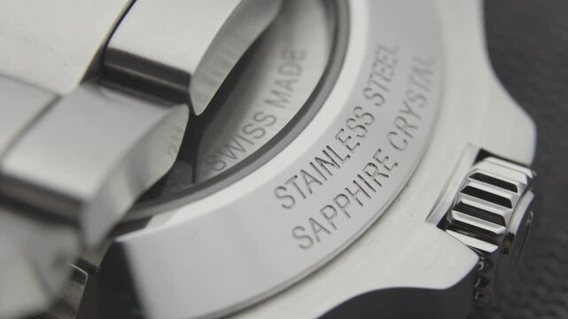 Macro close up of an luxury automatic mechanical field watch
