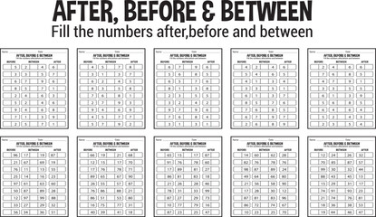 After before and between vector worksheets