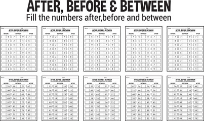 After before and between vector worksheets