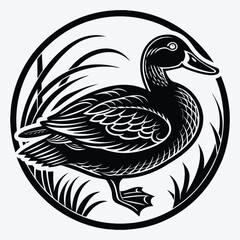 Obraz premium Duck line art White background illustration Generative Ai