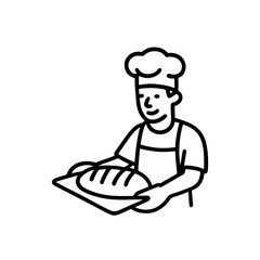 line icon man baking bread vector on white background
Vector line icon on white background