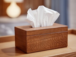 木製ボックスに入ったティッシュペーパー