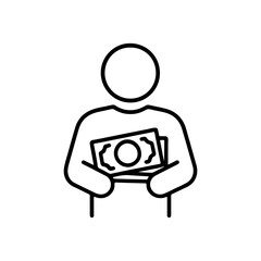 line icon counting money vector on white background
Vector line icon on white background