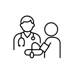 line icon doctor measures blood pressure vector on white background
Vector line icon on white background