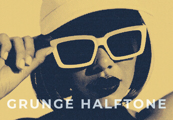 Grunge Halftone Image Effect Mockup