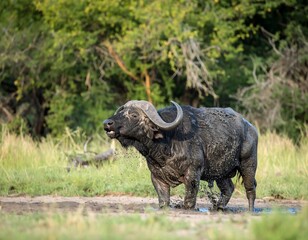Obraz premium African buffalo in mud