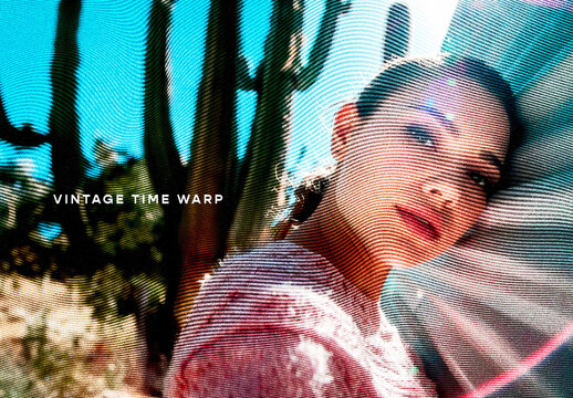 Vintage Time Warp Image Effect Mockup