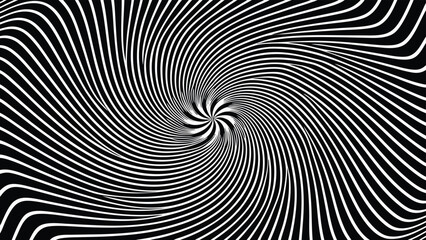 Abstract black and white swirling lines creating dynamic and hypnotic optical illusion