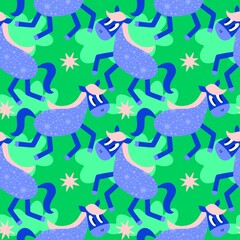 Christmas animals seamless horse pattern for wrapping paper and fabrics