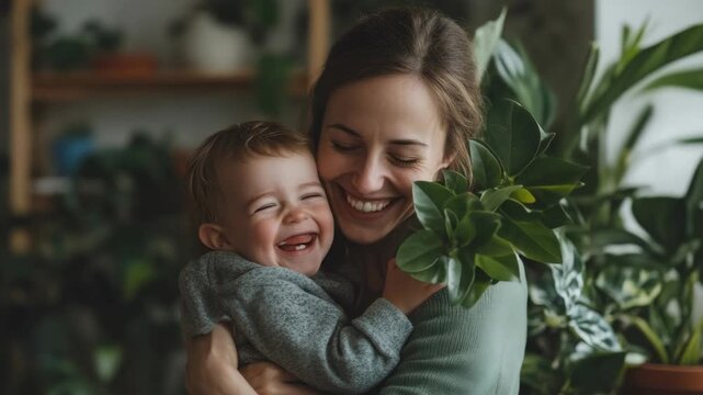 Emotional joy between a mother and baby.
