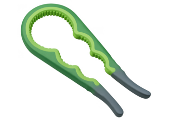 Green and grey bottle opener with transparent background, 3d rendering