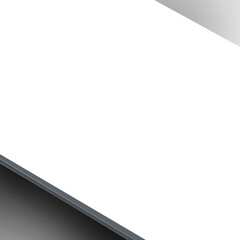 Blank white frame on black background with empty design and paper border