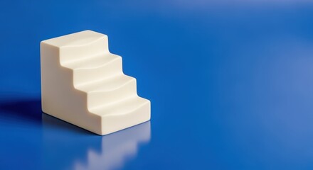 Fototapeta premium Simple White Staircase on Blue Background Suggesting Growth, Progress, Steps to Success, and Career Advancement