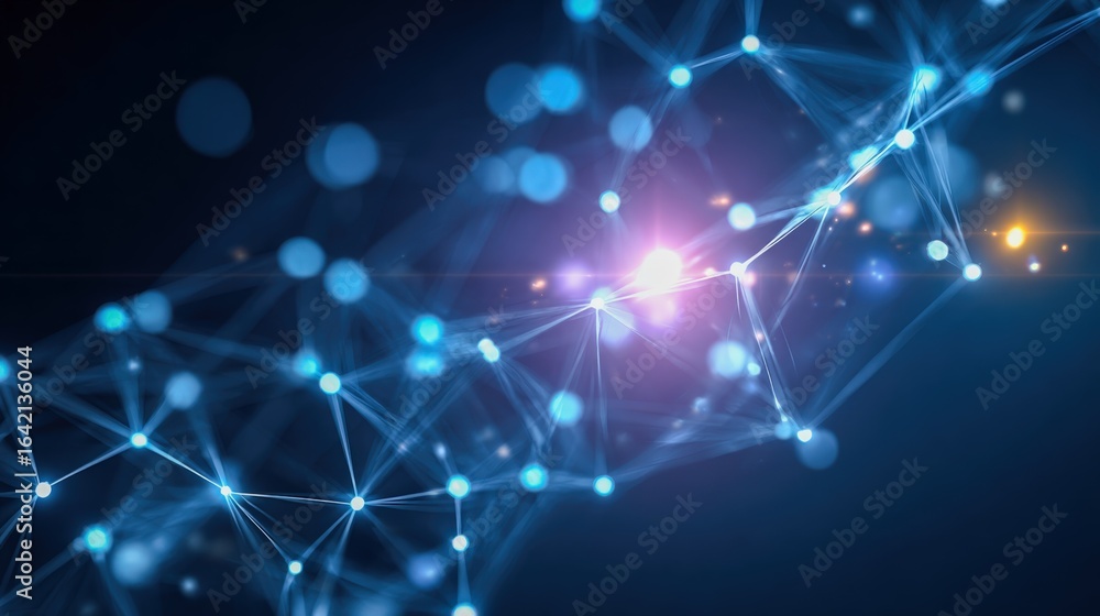 Aufkleber abstract technology network with glowing connections, representing artificial intelligence, data tra